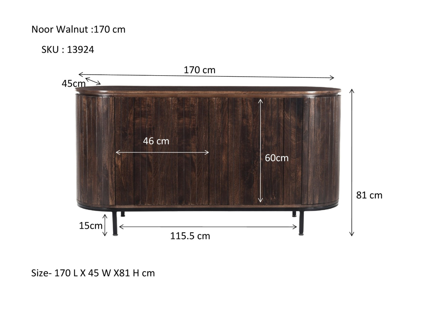 Noor Walnut 170cm