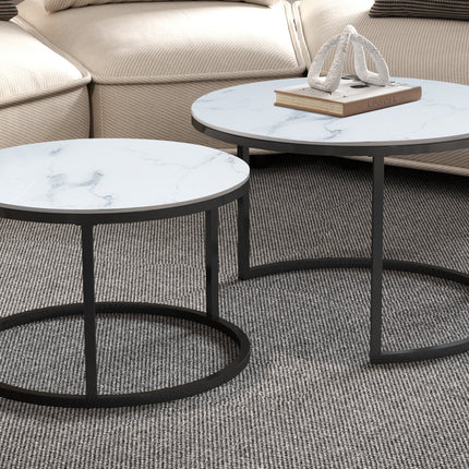 Salontafel 'Boston' Decor Glas Marmer Wit