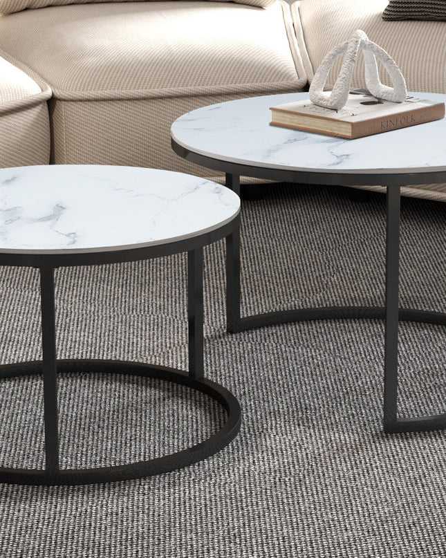 Salontafel 'Boston' Decor Glas Marmer Wit
