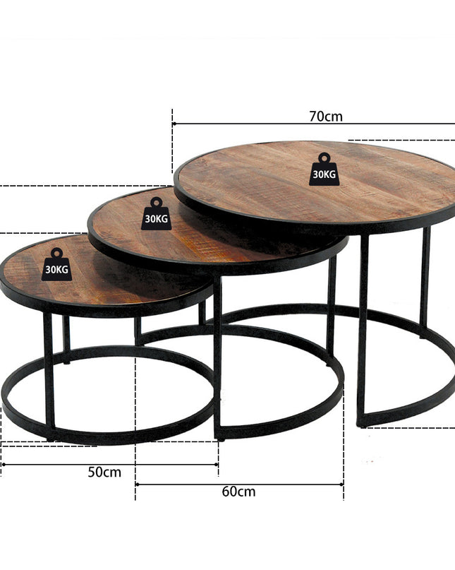 Salontafel 'Lennox' 3-delig Mango hout