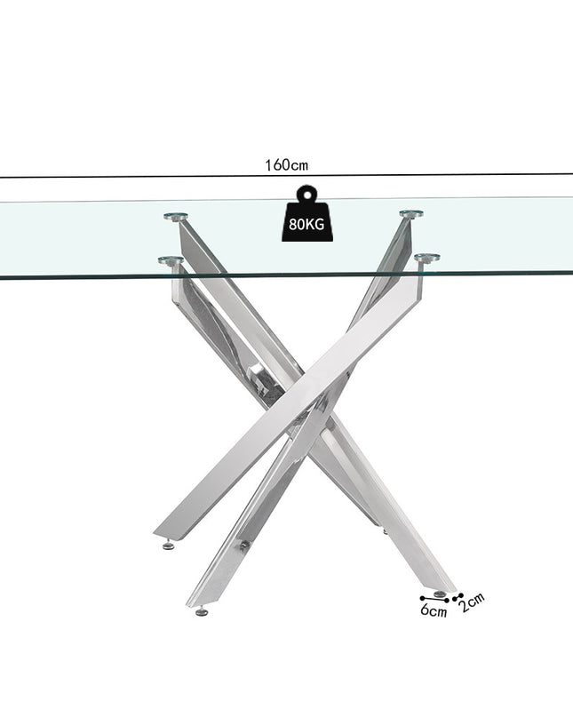 Tafel 'Lasi' 160 cm Glas, Poten Chroom