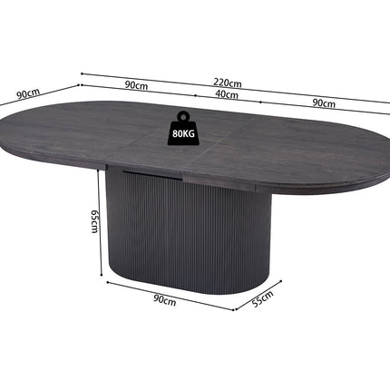Uitschuifbare tafel 'Lagos' 180-220 cm Ovaal Decor Donkerbruin