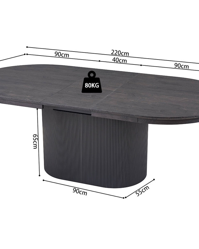 Uitschuifbare tafel 'Lagos' 180-220 cm Ovaal Decor Donkerbruin