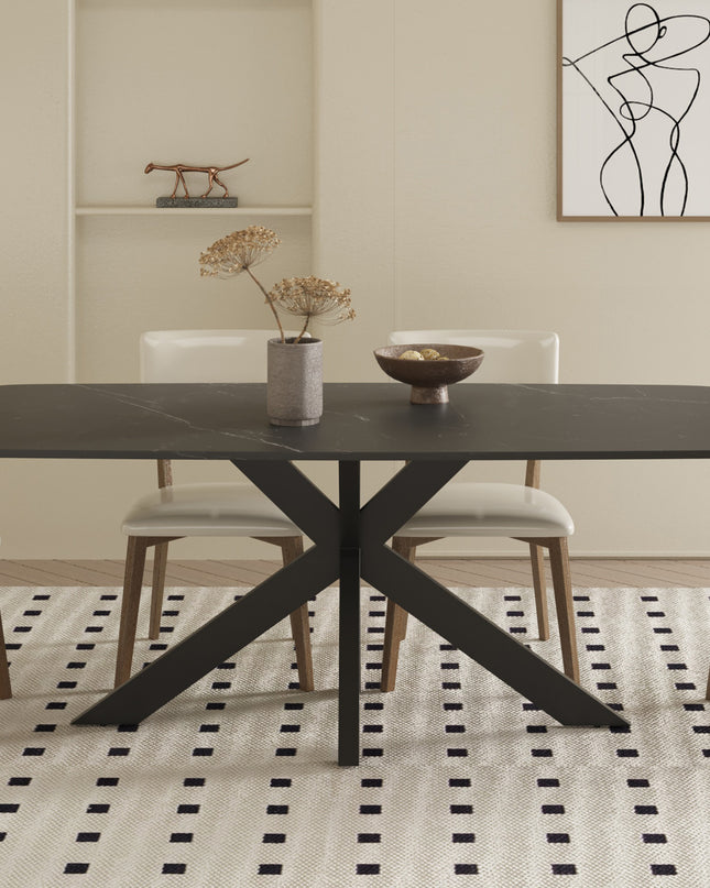 Tafel 'Apollo' 180 cm Deens Ovaal Steen Zwart