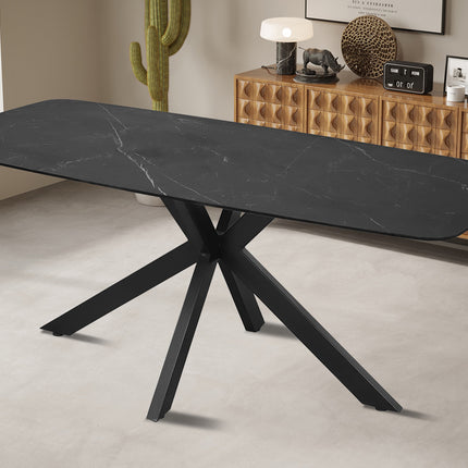 Tafel 'Apollo' 180 cm Deens Ovaal Steen Zwart