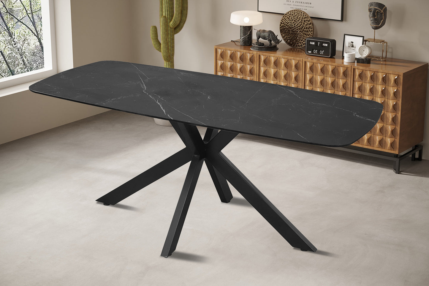 Tafel 'Apollo' 180 cm Deens Ovaal Steen Zwart