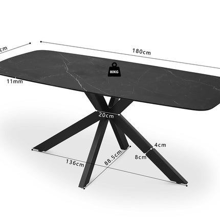 Tafel 'Apollo' 180 cm Deens Ovaal Steen Zwart