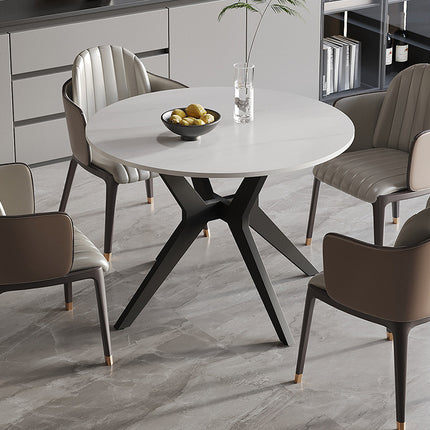 Tafel 'Apollo' 110 cm Rond Glanzend Steen Snow Wit