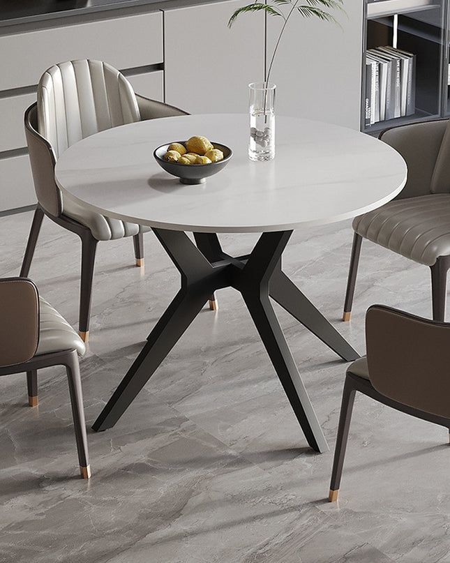 Tafel 'Apollo' 110 cm Rond Glanzend Steen Snow Wit