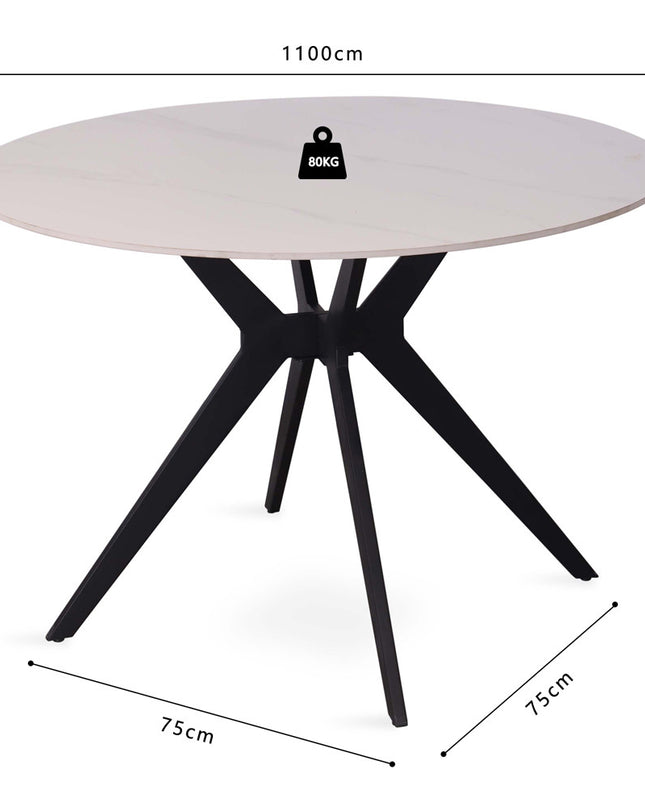 Tafel 'Apollo' 110 cm Rond Glanzend Steen Snow Wit