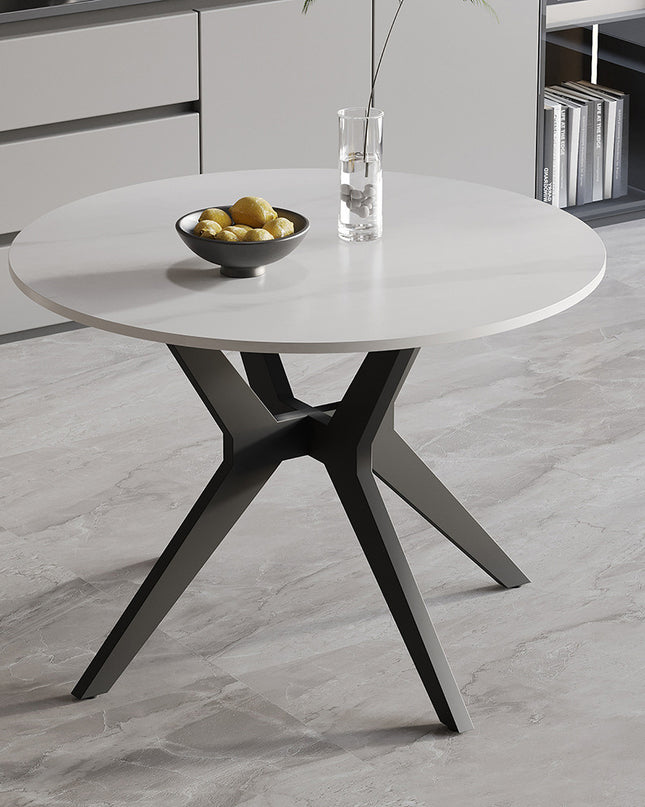 Tafel 'Apollo' 110 cm Rond Glanzend Steen Snow Wit