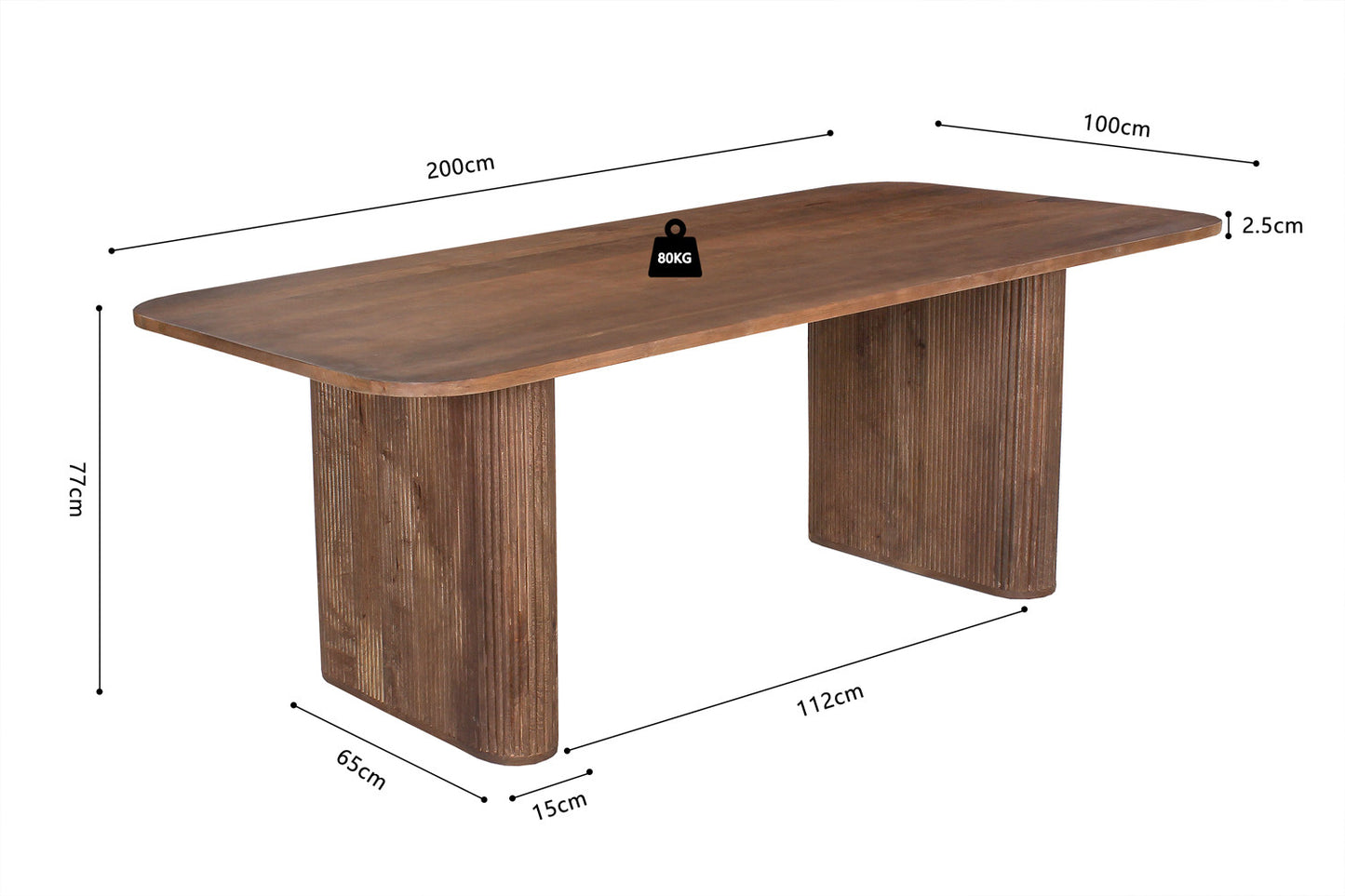 Tafel 'Jean' 200 cm Deens Ovaal Mango hout Lichtbruin