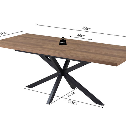 Uitschuifbare tafel 'Kos' 160-200 cm Donkerbruin