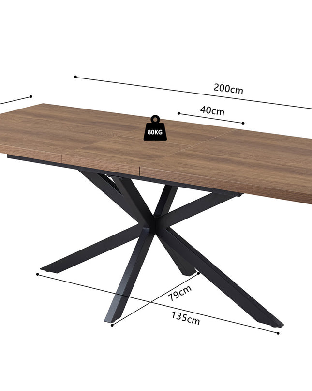 Uitschuifbare tafel 'Kos' 160-200 cm Donkerbruin
