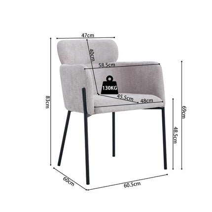 Stoel 'Naomi' Stof Beige/zand/grijs