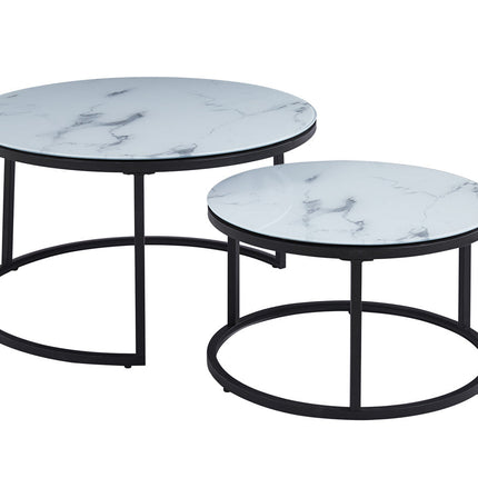 Salontafel 'Boston' Decor Glas Marmer Wit