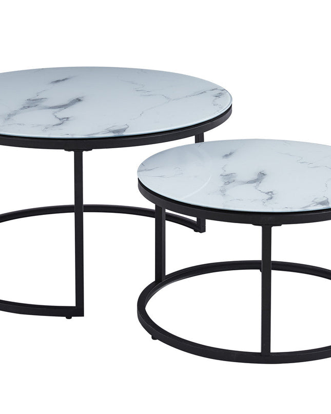 Salontafel 'Boston' Decor Glas Marmer Wit