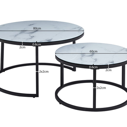 Salontafel 'Boston' Decor Glas Marmer Wit