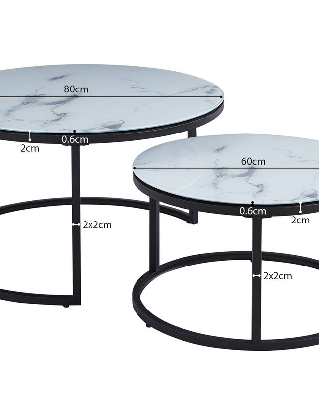 Salontafel 'Boston' Decor Glas Marmer Wit