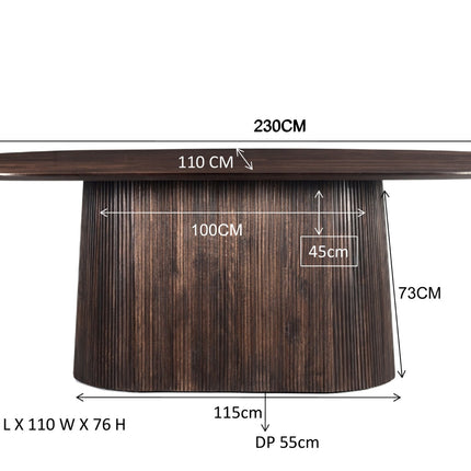 Salvator Walnut - Eettafel Ovaal 200cm/230cm