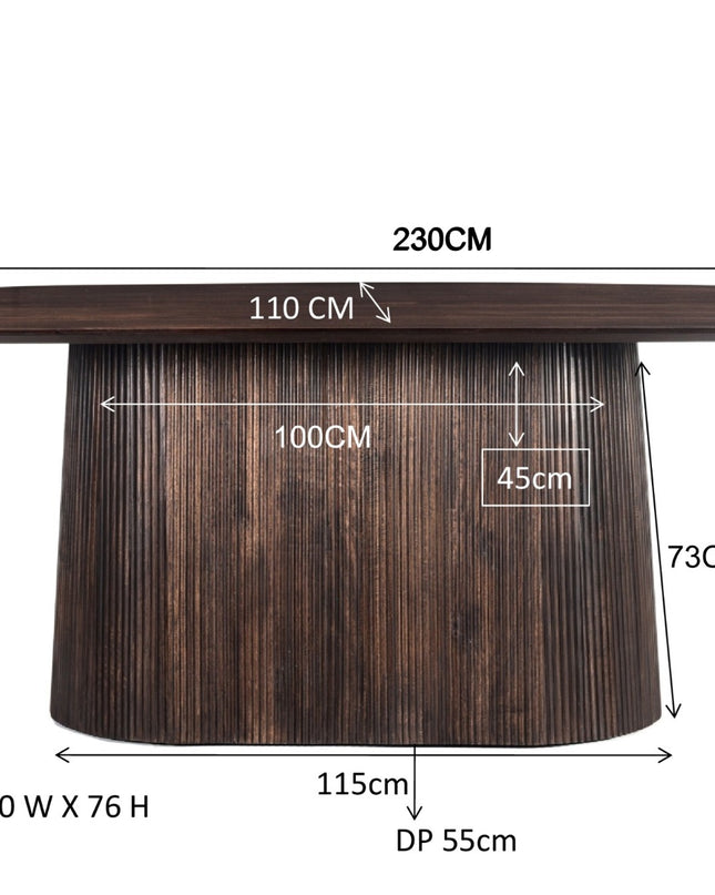 Salvator Walnut - Eettafel Ovaal 200cm/230cm