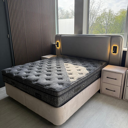 Bed boxspring Model VINTAGE – kleur beige