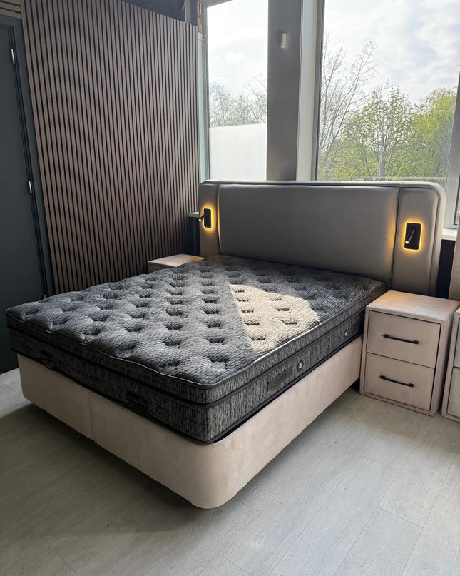 Bed boxspring Model VINTAGE – kleur beige