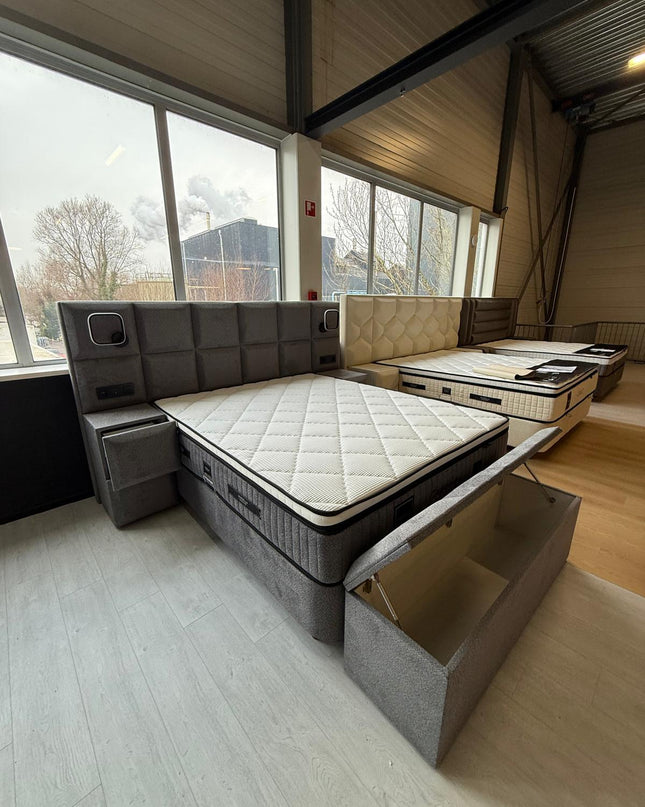 Bed Boxspring Capella kleur: Grey