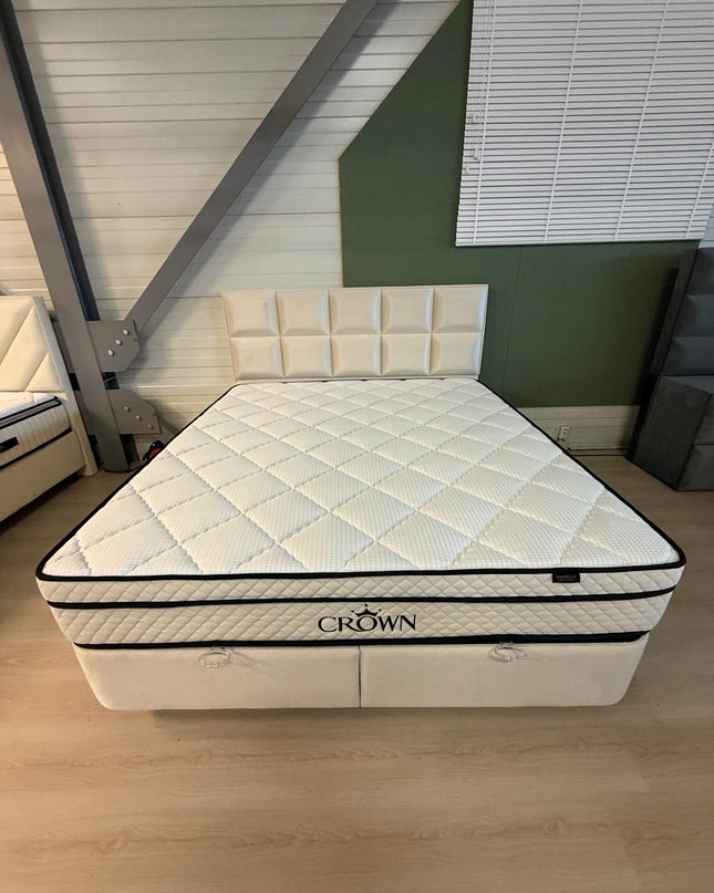 Bed Boxspring Crown kleur:  icy wit