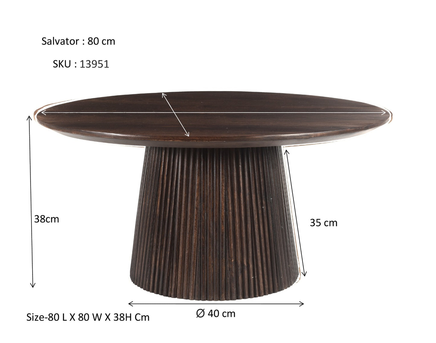 Salvator Walnut - Salontafel 80cm